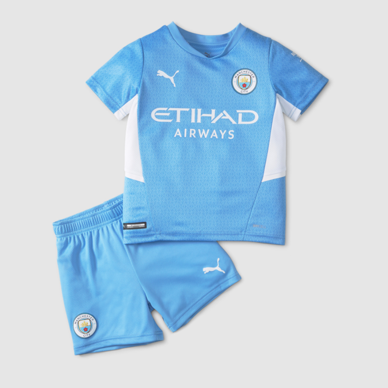 Kids Manchester City 2021/22 Home Soccer Kits Shirt With Shorts